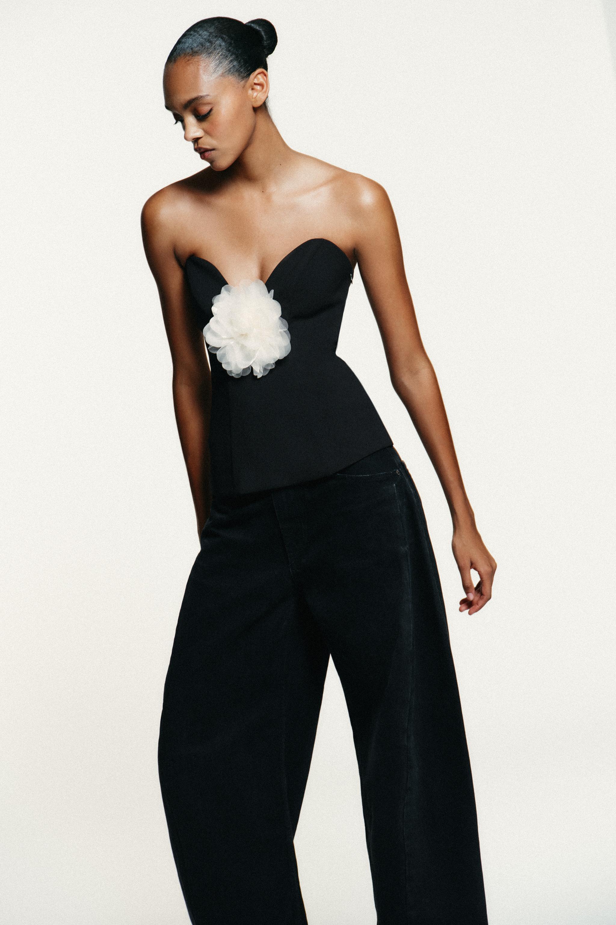 TOP BUSTIER FLEUR CONTRASTÉE